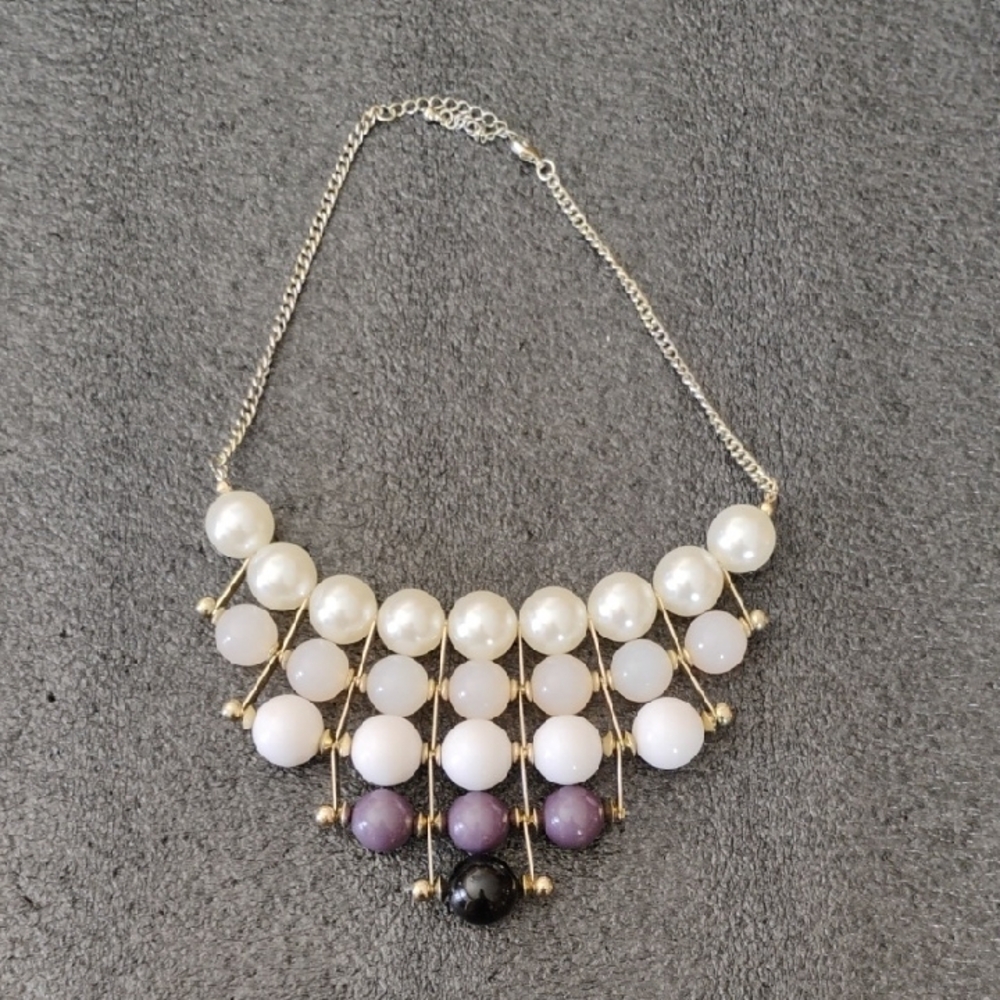Black and White Tiered Beaded Necklace